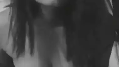 Indian deep cleavage girl seducing lover with boob show