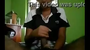 Sweet teen sees and dick gives a handjob for the first time