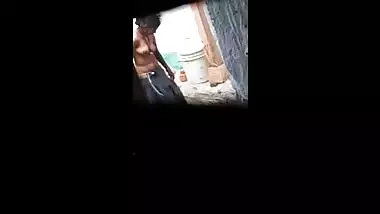 Indian village bhabhi nude during bath and recording by
