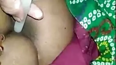 Bhabhi pussy drilled by husband using candle on video call with clear hindi talk