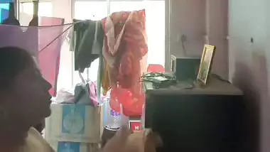 Milk tanker mom removing nighty in living room