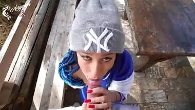 Great blowjob in nature after a photo shoot of young tourists - AnGelya.G