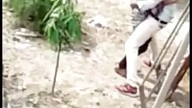 Naughty Desi wife cheating, outdoor sex act recorded by a voyeur on mobile