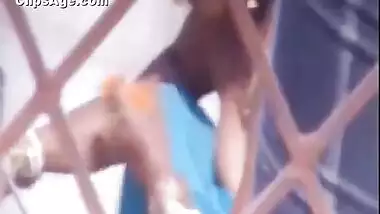 Indian desi Tamil maid taking bath outdoor video captured by neighbor guy