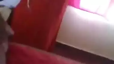 Fatty Indian woman takes off orange dress to join husband for sex