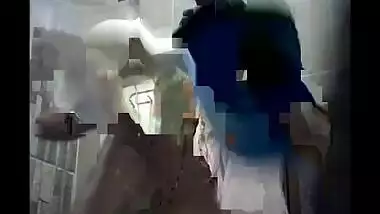 Young girl Naked Big Boobs and Hairy Pussy captured by spycam while bathing