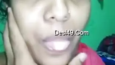 Female in a pink sari allows Indian man to touch her XXX boobs