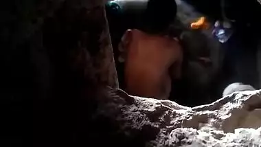 Boy spies through XXX hole on Desi neighbor who washes body after sex