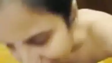 Pervert shoots his stepmom’s blowjob MMS and cums on her