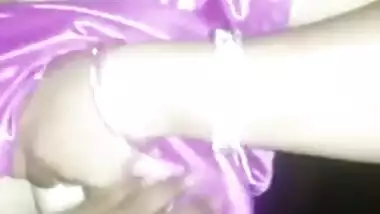 Dude touches and plays with big XXX boobs of his cute Desi wifey