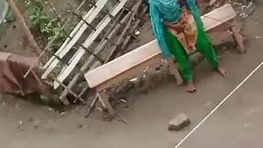 Cute Young Girl Fingaring Public Place Watching Video