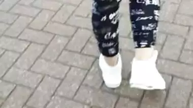 Step son fucking step mom in leggings in the car park of McDonald's