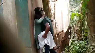 Desi whore spends time with stepson's XXX tool in pussy outdoors