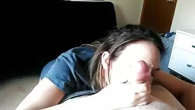Sexy teen, pretty face sucks cock and gets cumshot. Perfect ass cute girl